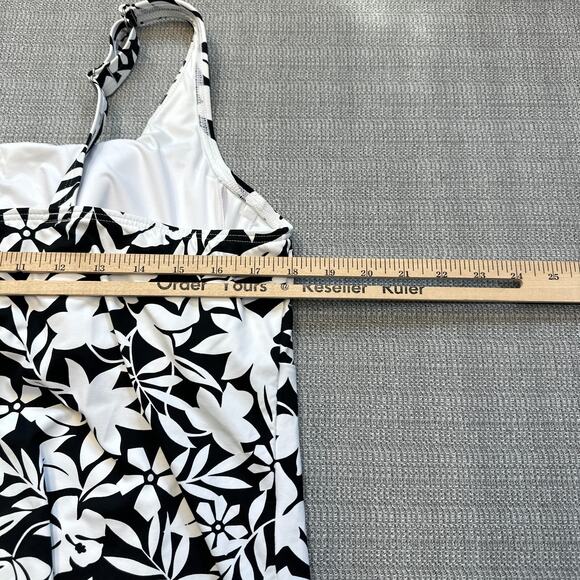 Lands End Tankini Top Womens 18D Black White Floral Square Neck Swimsuit New - Picture 8 of 10